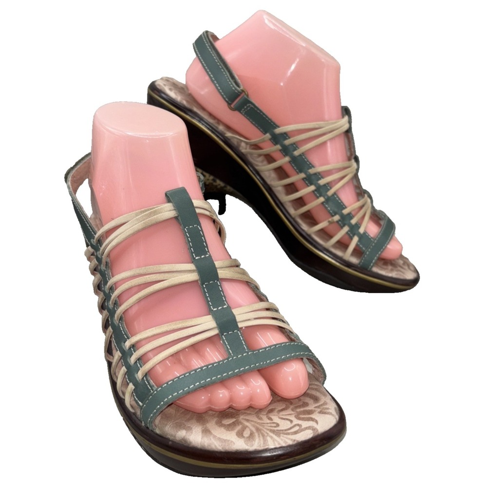 Jambu Ginger Wedge Leather Sandals Women's 8M‎ Strappy Boho Glamour Resort